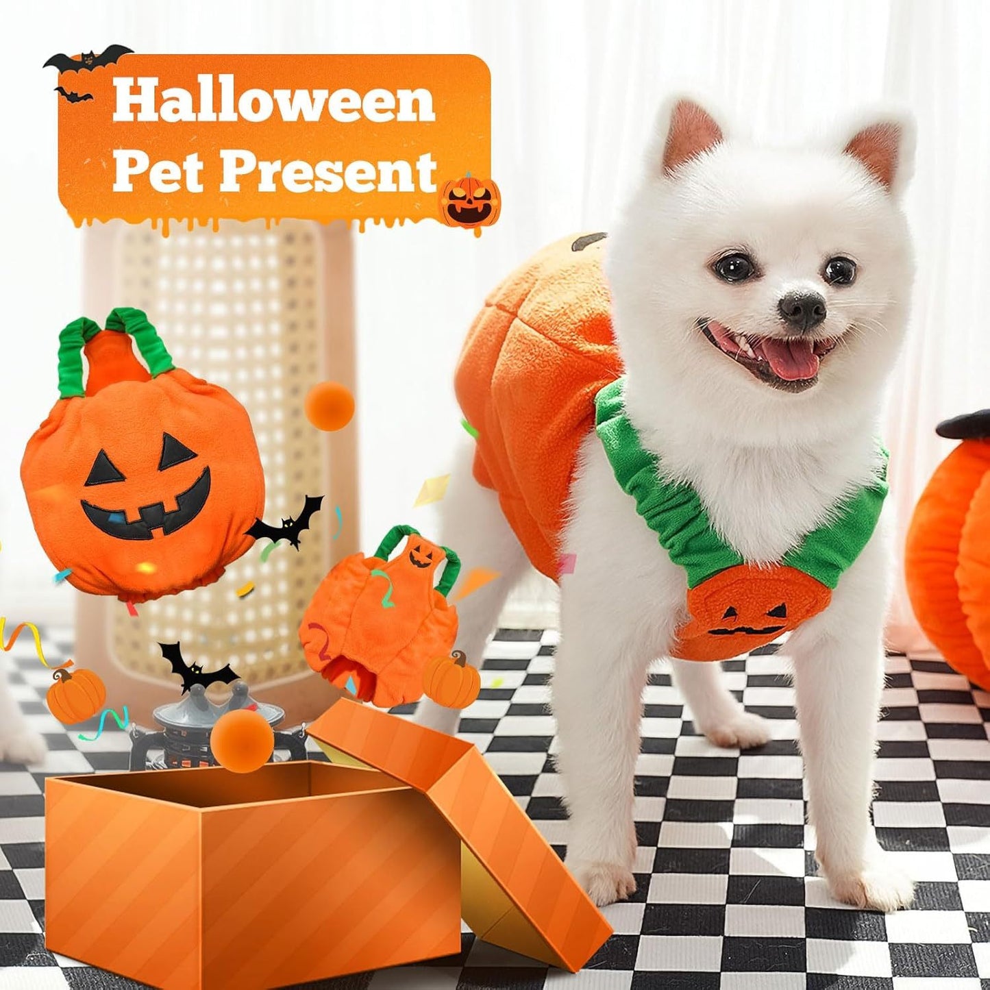 Funny Pumpkin Cat Halloween Costume Pet Cat / Dog Thick Plush Pumpkin Decoration Shirt Clothes For Small Medium Dogs Cats Puppy Cute Halloween Party Cosplay Dress Up Outfits