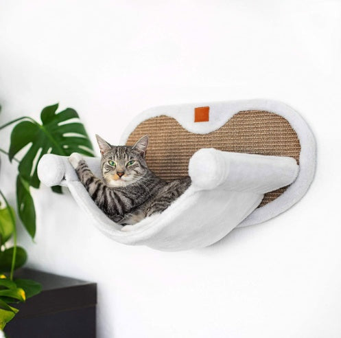 Cat Climbing Frame Wall-mounted Solid Wood Cat Wall-mounted Hanging Scratching Pole Cat Hammock Stairs