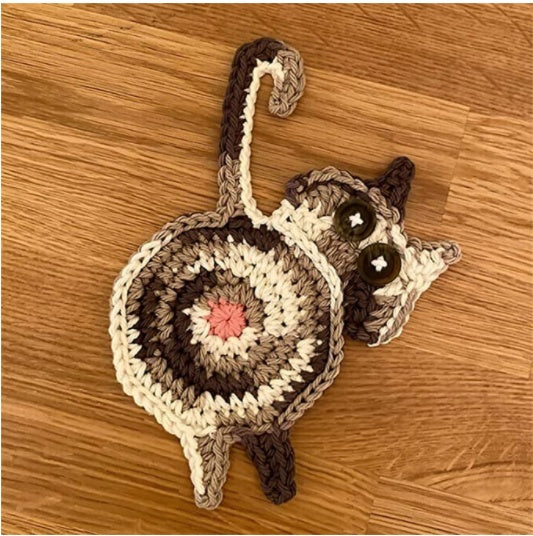 Home Dining Table Fashion Cat Knitted Coaster