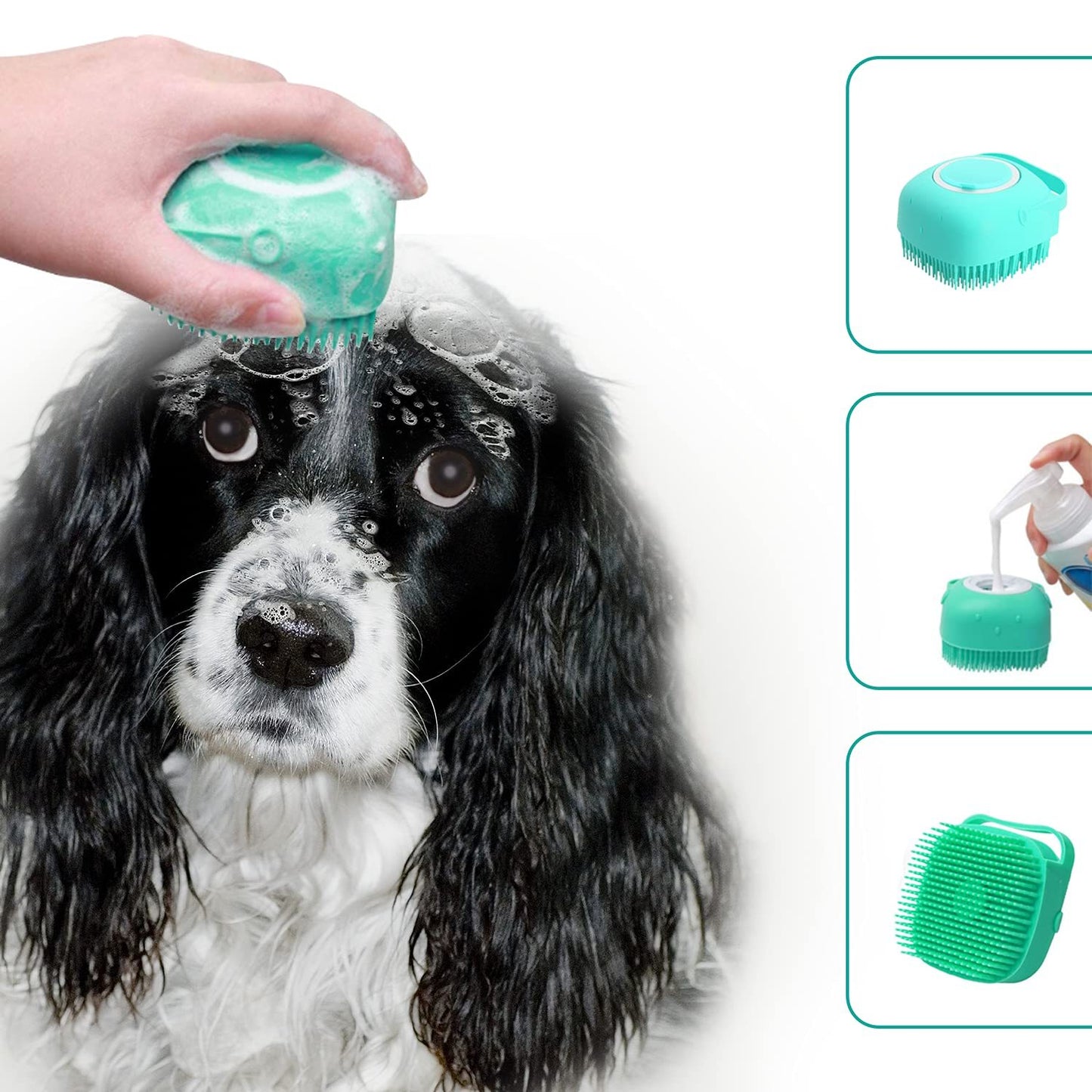 Pet Grooming Brush With Soap Dispenser For Dogs And Cats  Soft Silicone Bristles, Long Short Hair Friendly