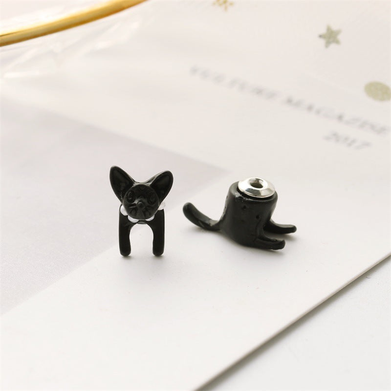 Korean Jewelry Harajuku Three-dimensional Pearl Animal Earrings Cat Men And Women Piercing Ear Stud