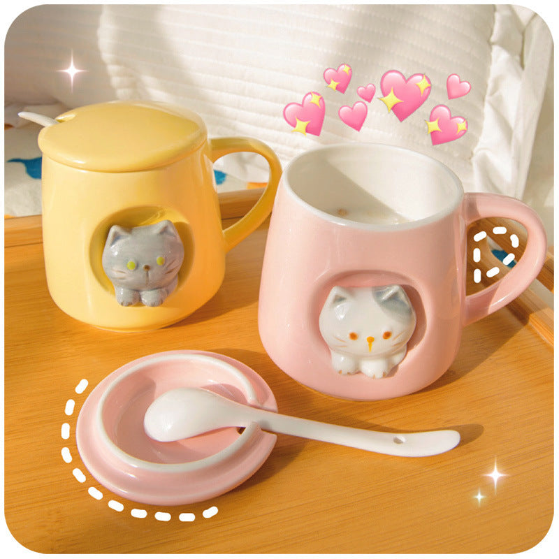 Kitten Mug Cat Ceramic With Lid