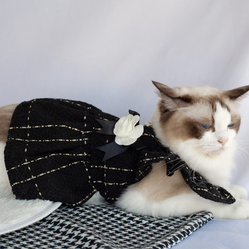 Woven Flying Shoulder Sleeve Skirt Cat Pet Clothes