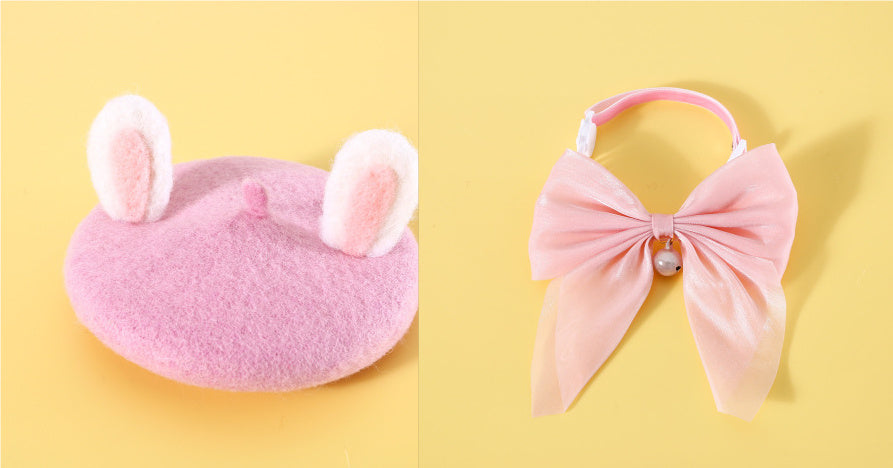 Pet Cat Small And Medium Size Felt Rabbit Ears Beret Rabbit Headwear Warm Hat