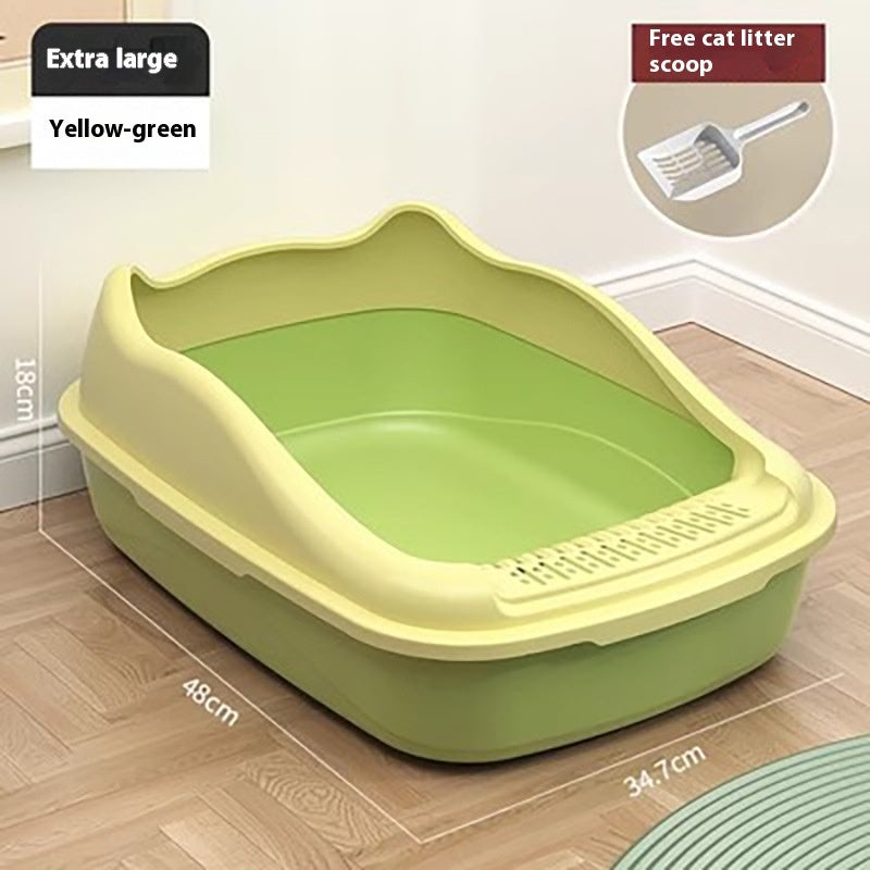 Litter Box Oversized Semi-enclosed Cat Toilet Anti-splash Cat Poop Basin