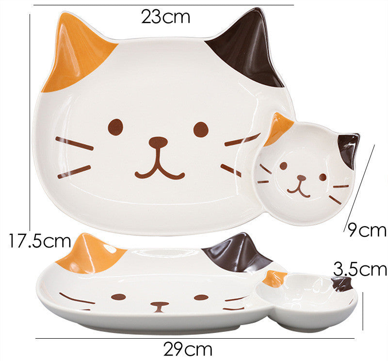 Japanese Cartoon Children's Tableware Cat Ceramic Plate