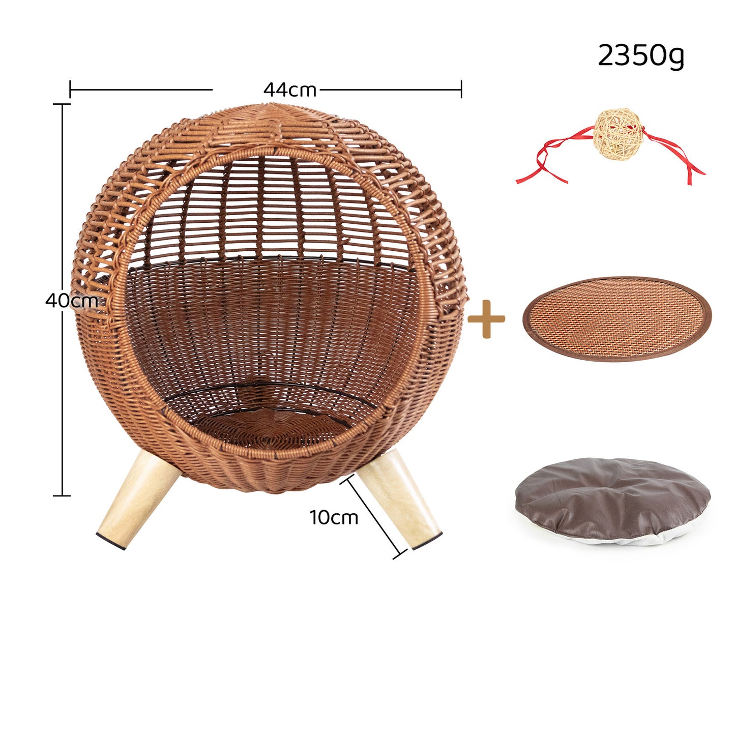 Breathable Rattan Woven Round Cat Bed PE Rattan Cat Climbing Frame Sleep Game Warm Pet Litter Cat Villa