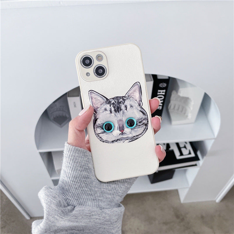 Three-dimensional Cartoon Cat Phone Case With 3D Eyes