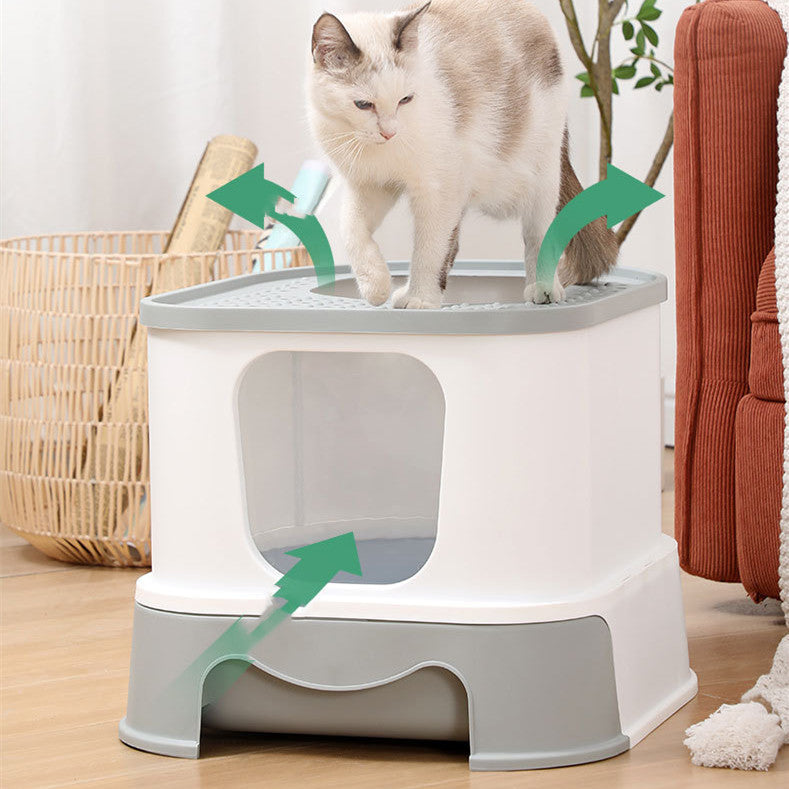 Litter Basin Cat Toilet Closed Drawing Type Splash Prevention