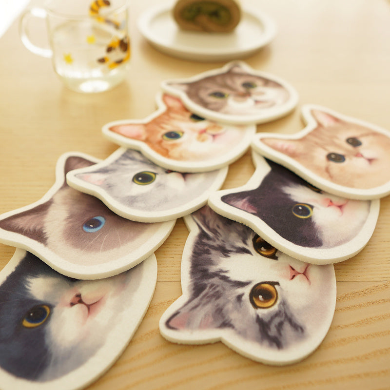 Cat Illustration Cute Cat Head Felt Coaster Dining Table Potholder