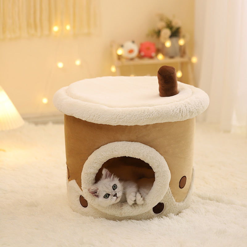 Cartoon Dual-purpose Milk Tea Cup Cat Litter Fully Enclosed