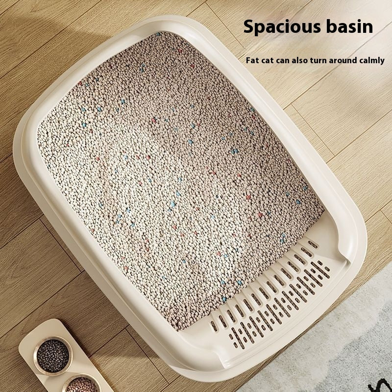 Litter Box Oversized Semi-enclosed Cat Toilet Anti-splash Cat Poop Basin