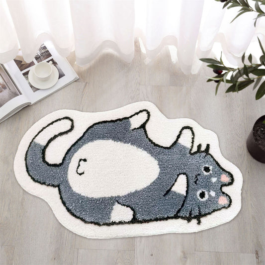 Cute Cartoon Cat Shape Cake Velvet Floor Mat