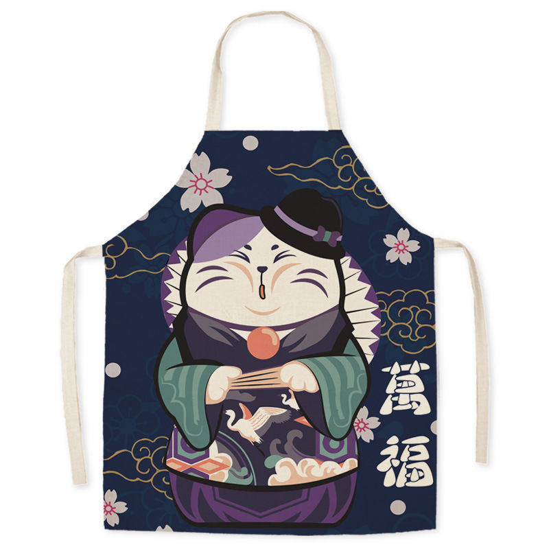 Waterproof Apron Beckoning Cat Adult Gown For Cooking