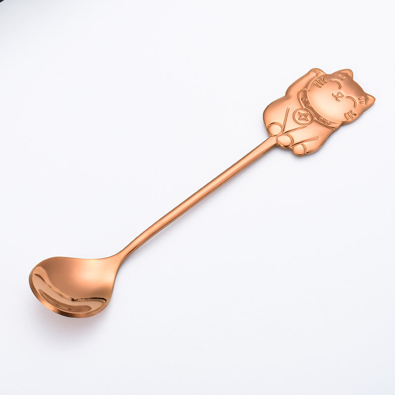 Creative Stainless Steel Cartoon Lucky Cat Spoon