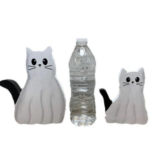 Halloween Ghost Cat Statue