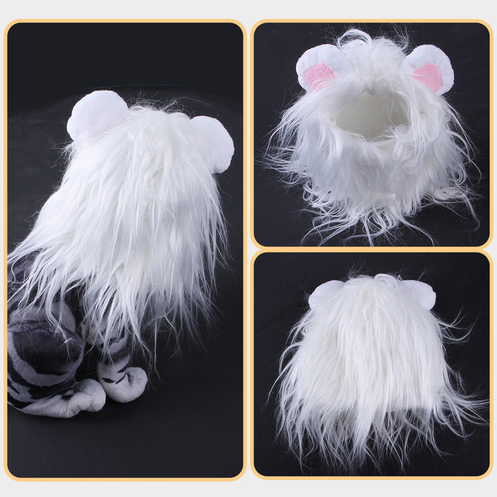 Pet Cat Dog Fashion Wig Hat Lion Head Cover