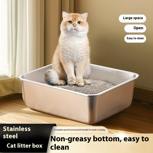 Large Anti-wear Anti-corrosion Stainless Steel Litter Box