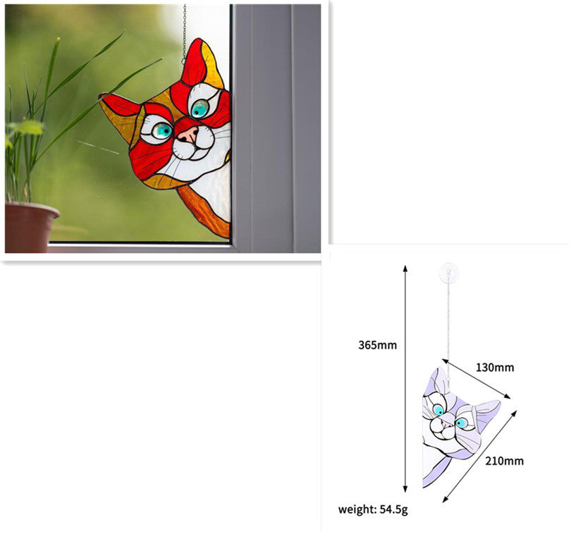 Stained Glass Cat Window Hanger Decoration