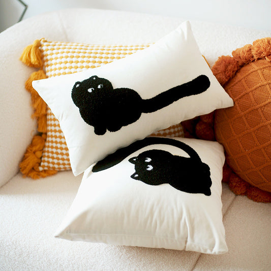 Original Design Modern Minimalist Cat Embroidered Cushion