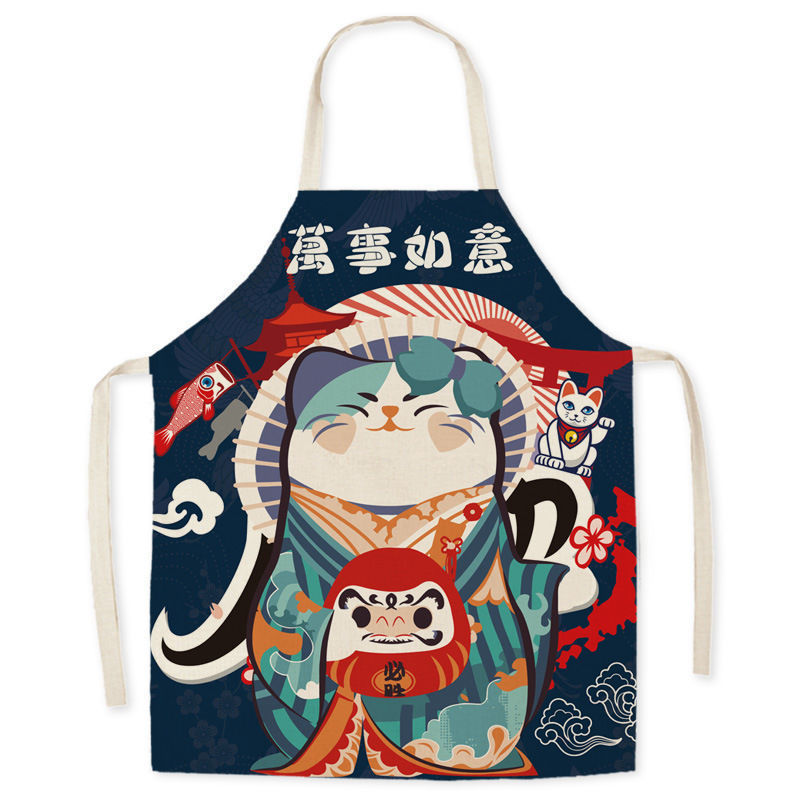 Waterproof Apron Beckoning Cat Adult Gown For Cooking