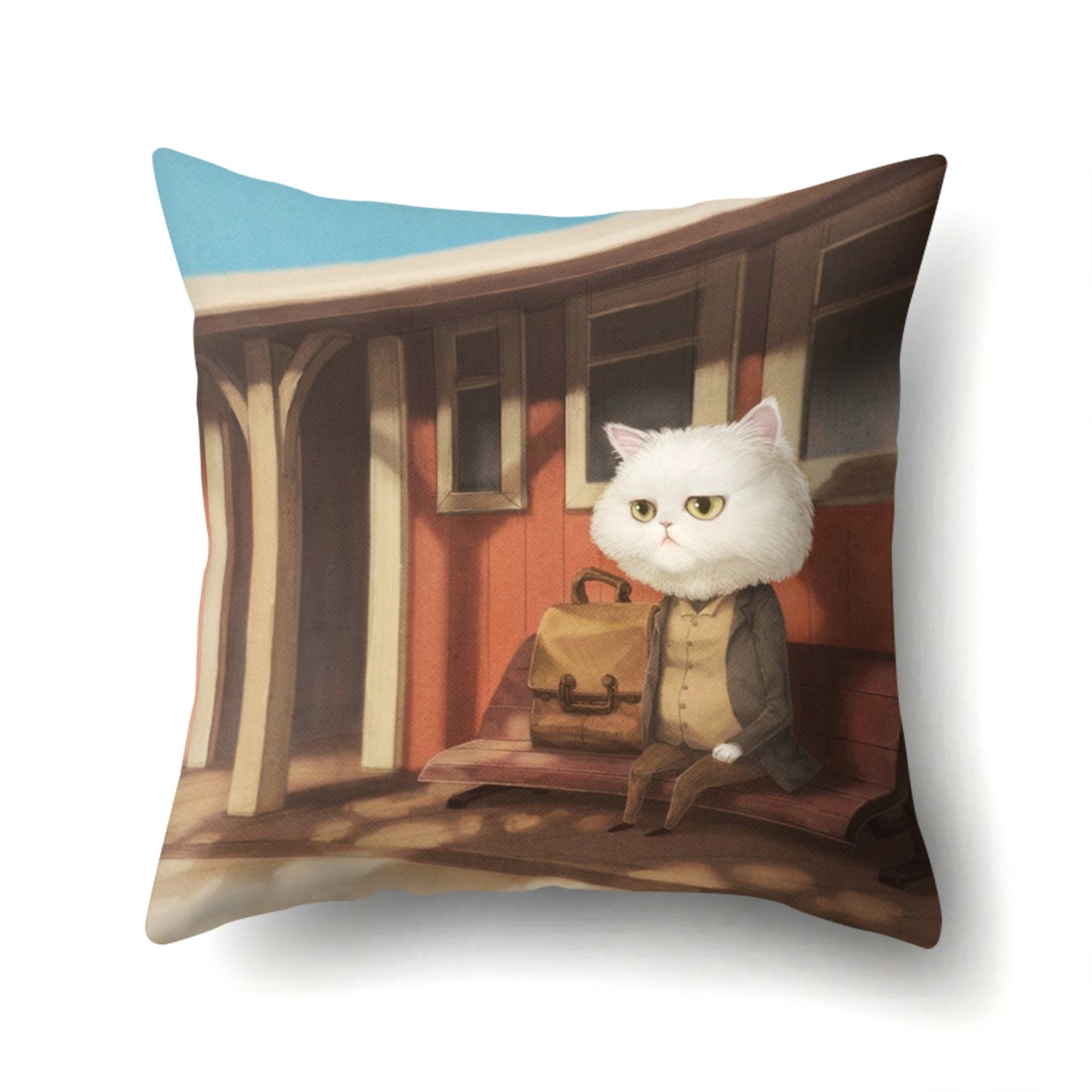 Printed Cute Animal Cat Polyester Pillowcase