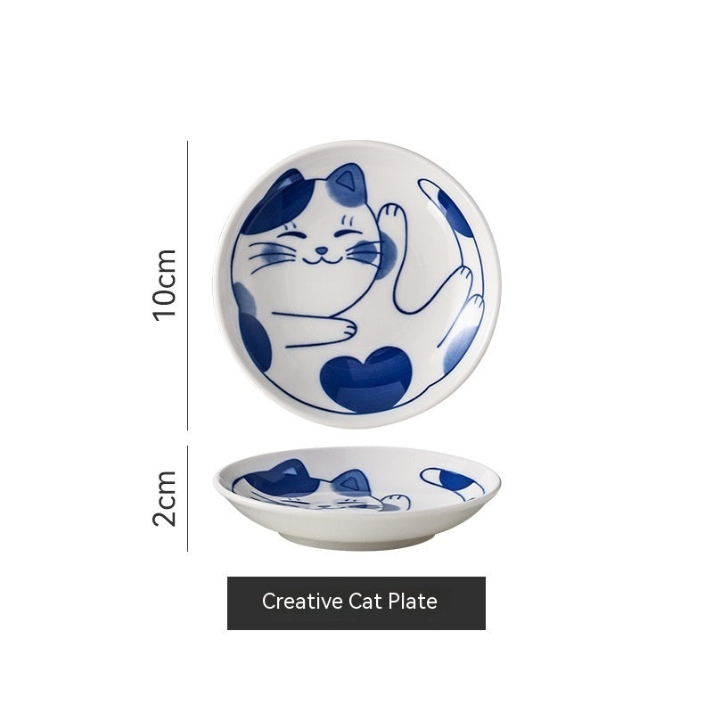 Home Cartoon Ceramic Cat Pattern Dish