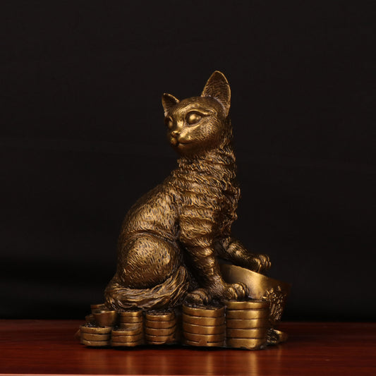 Pure Copper Cat IngotHome Office Ornaments