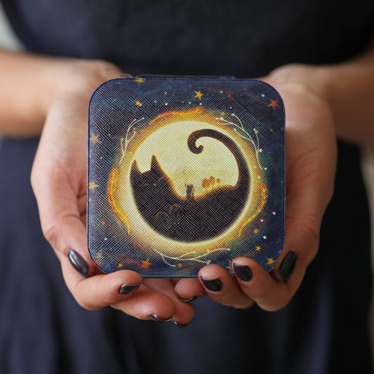 Black Cat Printed Velvet Crystal Box