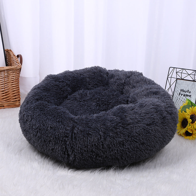 Pet Litter Thickened Round Plush Cat Litter In Autumn And Winter Warm Litter Mat Supplies