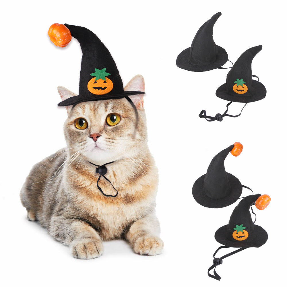 Pet Cat Halloween Hat Pumpkin Headgear