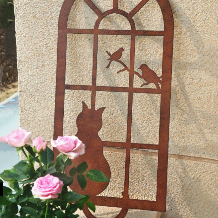 Garden Decoration Outdoor Wrought Iron Cat Window Pendant