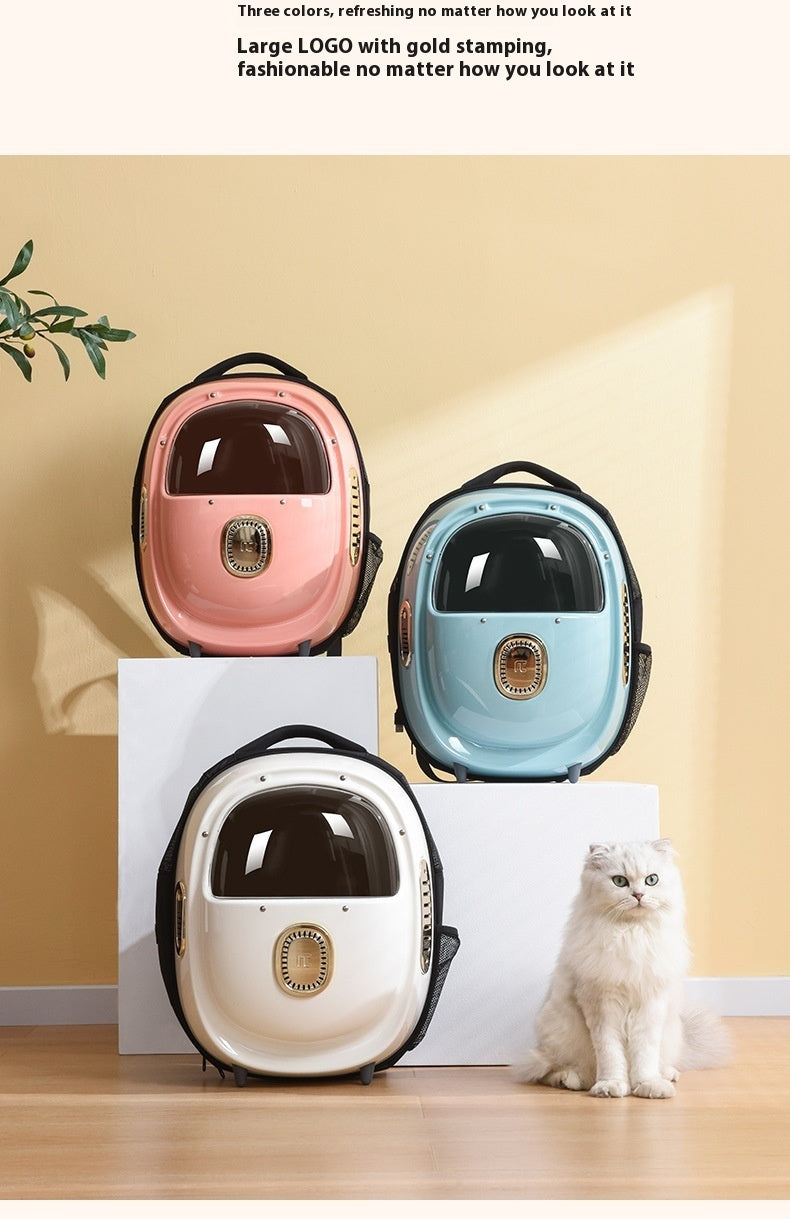 Blowing System Pet Backpack Half Window Constant Temperature Heating Portable Cat Backpack Astronaut Bag