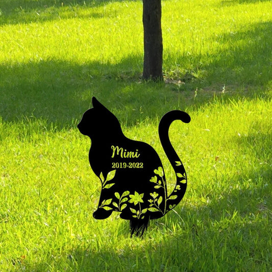 Metal Cat Memorial Tombstone Cat Silhouette Decoration