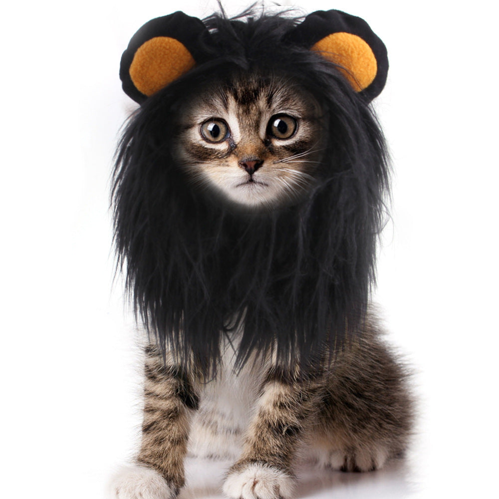 Pet Cat Dog Fashion Wig Hat Lion Head Cover