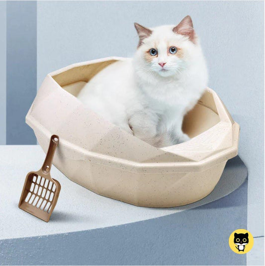 Plastic Anti-sputtering Diamond-shaped Semi-enclosed Cat Litter Box