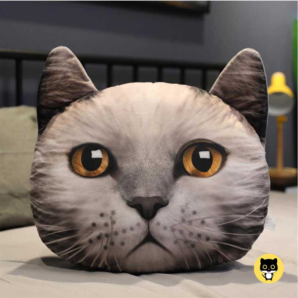 Cartoon simulation 3D cat head cushion