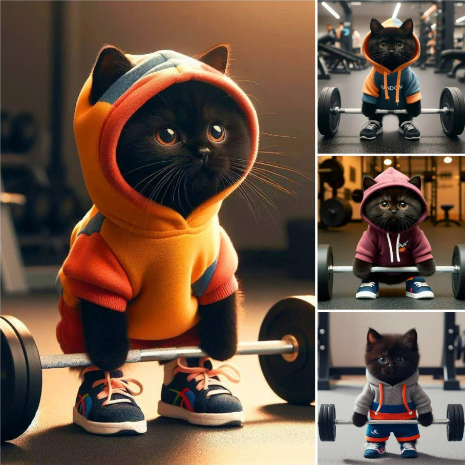 Cute Fitness Cat Sculptured Ornaments