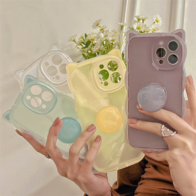 Cat Ear Solid Color Stand Phone Case