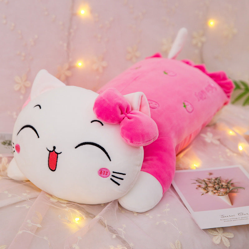 Girl's Heart Cat Plush Toy Soft Long Pillow