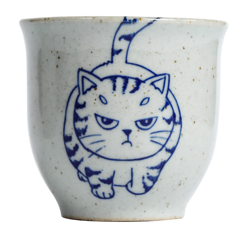 Jingdezhen Blue And White Cute Cat Tea Cup