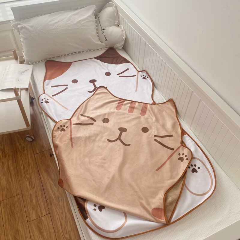 Cartoon Cute Cat Flannel Blanket Children Quilt Office