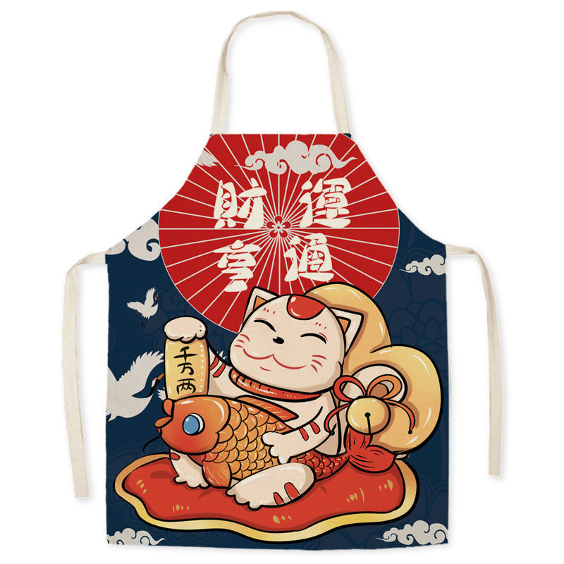 Waterproof Apron Beckoning Cat Adult Gown For Cooking