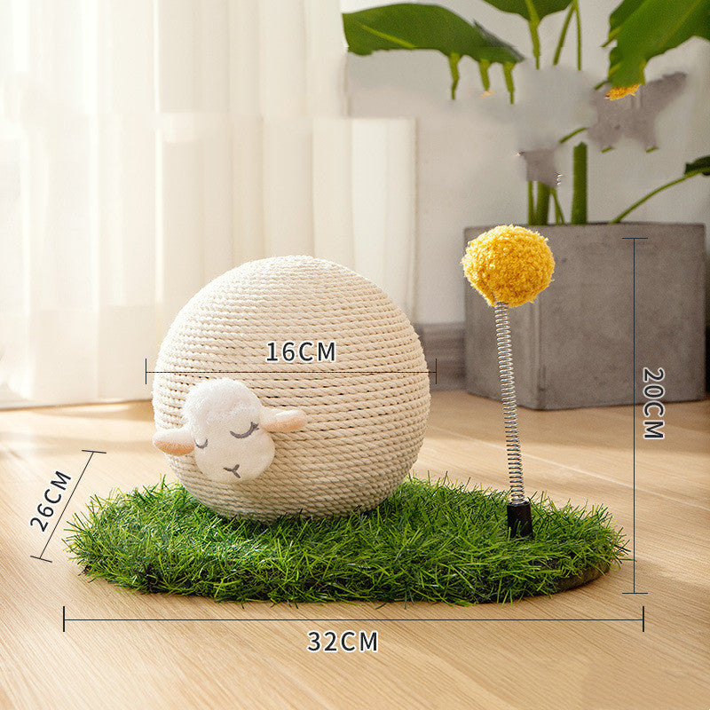 Cat Scratcher Sisal Rope Ball Cat Scratching Post Wood Stand Anti-Scratch Toy For Cats