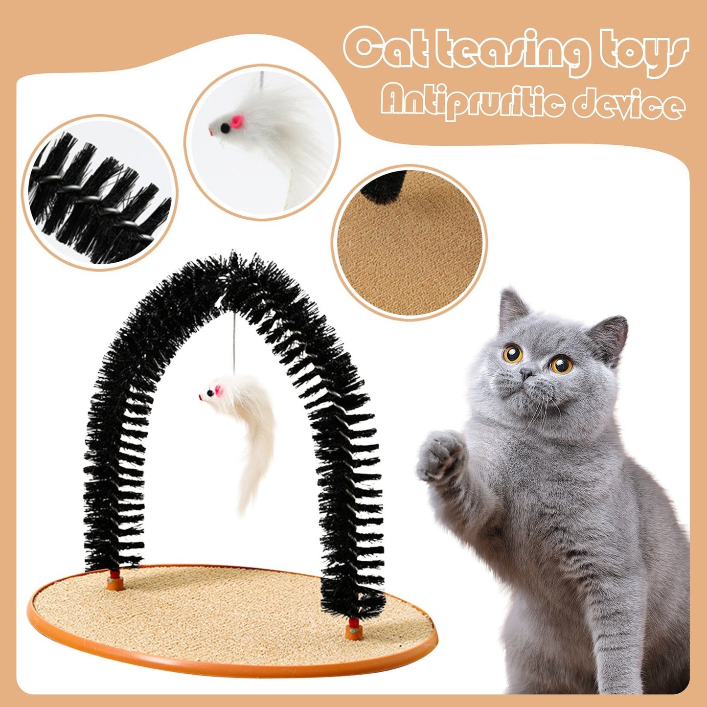 Cat Hair Rub And Anti-Itch Device Plastic Arch-Shaped Brush Cat Scratching Post Cat Toy Hair Grooming Self-Pleasure Little Mouse