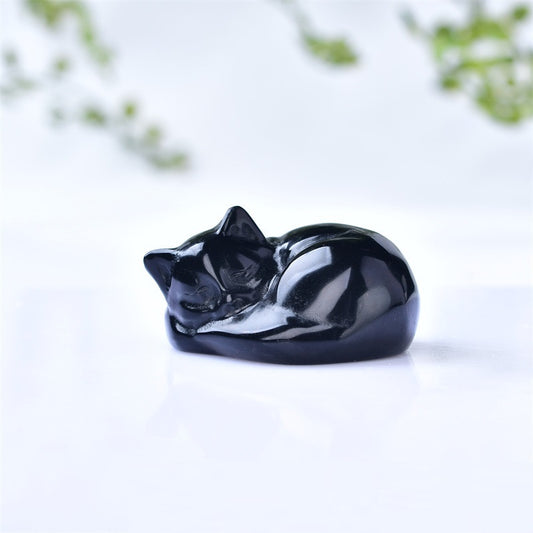 Sleeping Cat Carved Ornaments Home Desktop Decorative Gifts