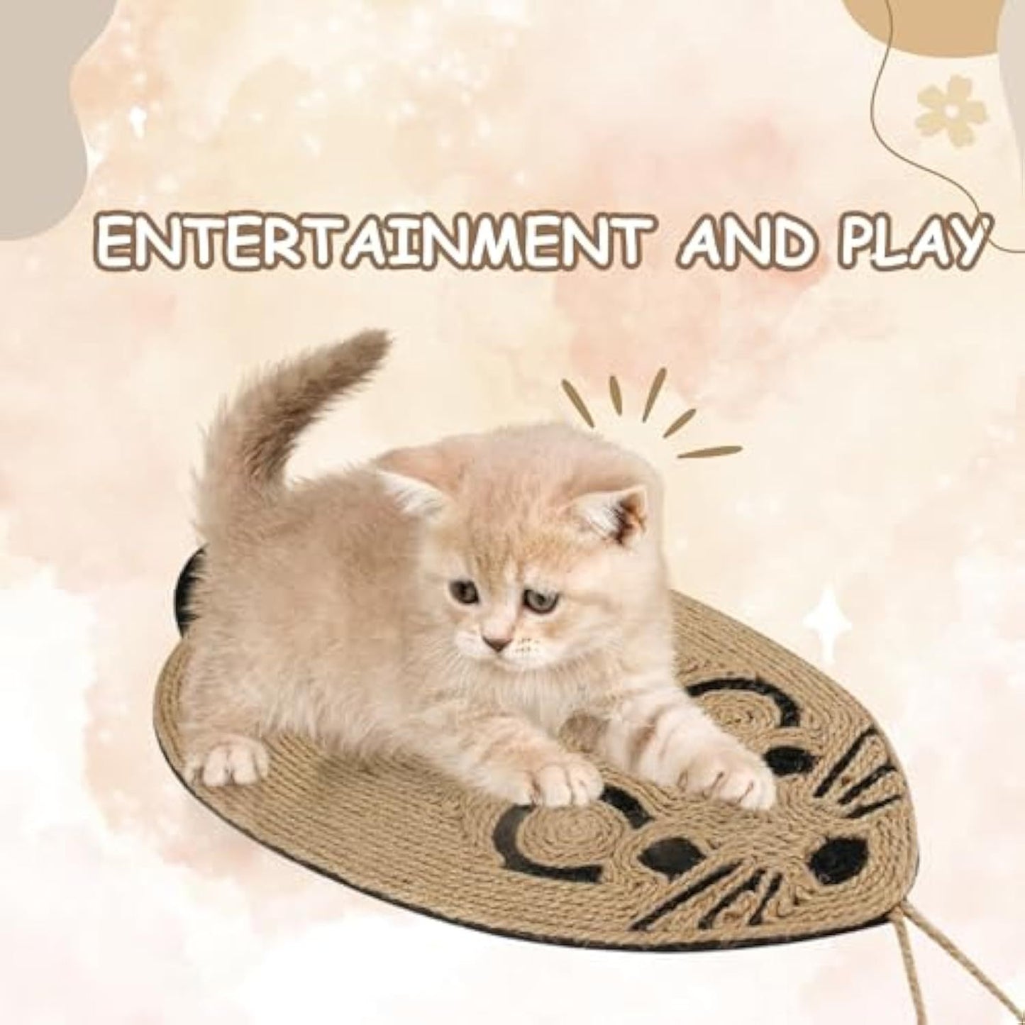 Cat Scratch Pad Made From Sisal Material Comfortable Cat Scratchers For Indoor Cats With Attractive Mouse Shape Cat Scratching Board As Furniture Protector For Happy Cats