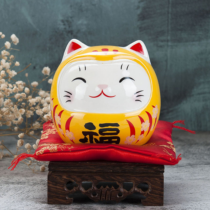 Ceramic Small Da Mo Zhaocai Cat Savings Can