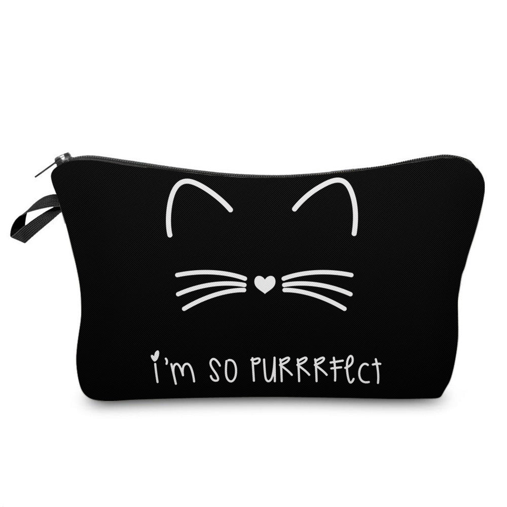 Cartoon Cute Cat Ear Print Cosmetic Bag