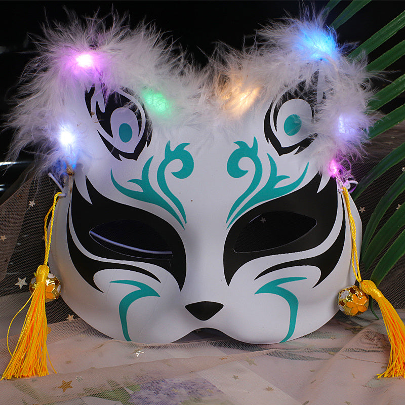 Luminous Feather Fox Mask Two-faced Cat